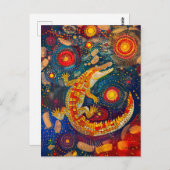 Krokodil in Aboriginal Dot Art Style Briefkaart (Voorkant / Achterkant)