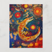 Krokodil in Aboriginal Dot Art Style Briefkaart (Voorkant)