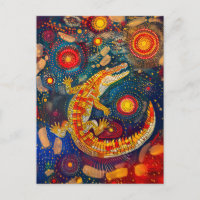 Krokodil in Aboriginal Dot Art Style