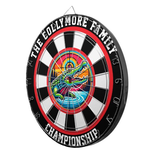 Krokodil in het Bullseye-meer Dartbord (Voorkant Rechts)
