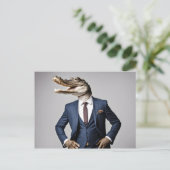 Krokodil in pak briefkaart (Staand voorkant)