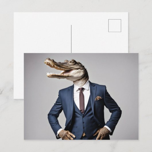 Krokodil in pak briefkaart (Voorkant / Achterkant)