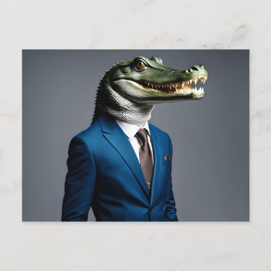 Krokodil in pak briefkaart (Voorkant)