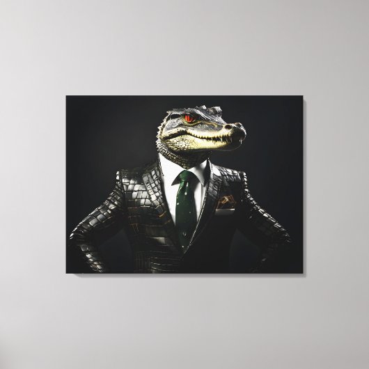 Krokodil in pak canvas afdruk (Voorkant)