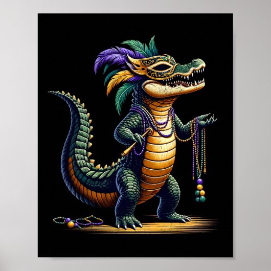 Krokodil Mardi Gras Gras Gras Gras Gras Poster (Voorkant)