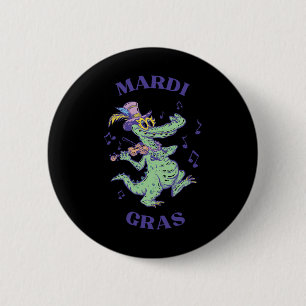 Krokodil Mardi Grawr kostuum Mardi Gras Gator Mann Ronde Button 5,7 Cm