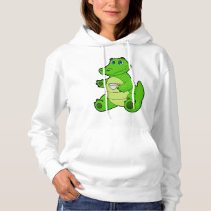 Krokodil met beker koffie hoodie
