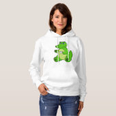 Krokodil met beker koffie hoodie (Voorkant volledig)