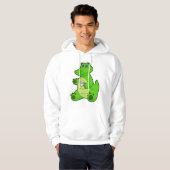 Krokodil met beker koffie hoodie (Voorkant volledig)