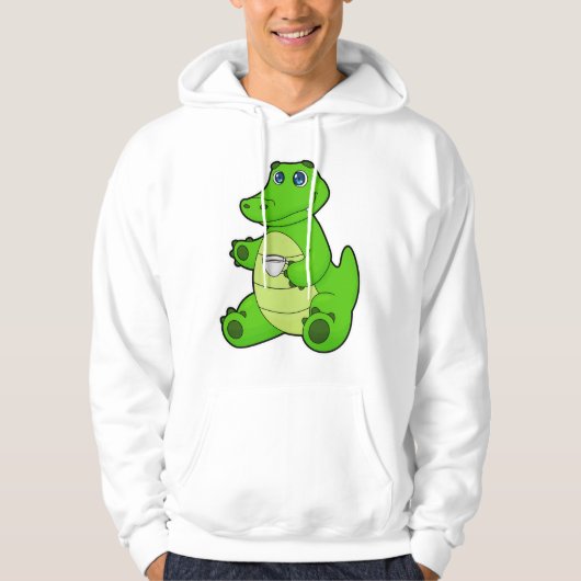 Krokodil met beker koffie hoodie (Voorkant)
