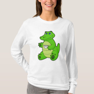 Krokodil met beker koffie t-shirt