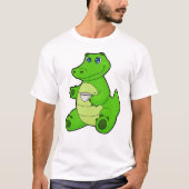 Krokodil met beker koffie t-shirt (Voorkant)