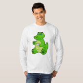 Krokodil met beker koffie t-shirt (Voorkant volledig)