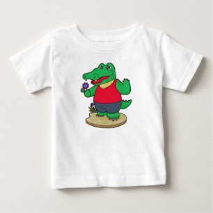 Krokodil met bloemen