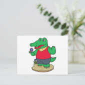 Krokodil met Bloemen Briefkaart (Staand voorkant)