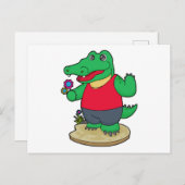 Krokodil met Bloemen Briefkaart (Voorkant / Achterkant)