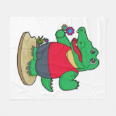 Krokodil met bloemen fleece deken (Voorkant (Horizontaal))
