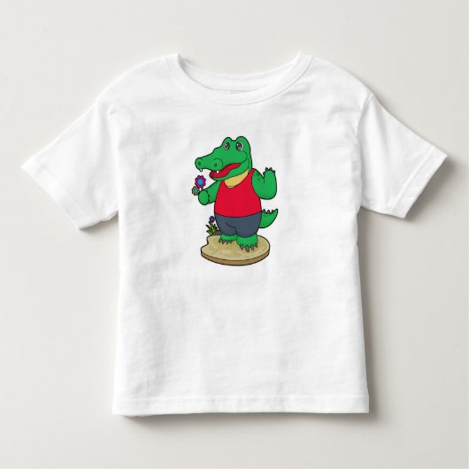 Krokodil met bloemen kinder shirts (Voorkant)