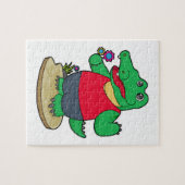 Krokodil met bloemen legpuzzel (Horizontaal)