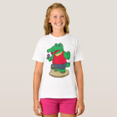 Krokodil met bloemen t-shirt (Voorkant volledig)