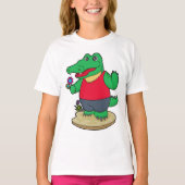 Krokodil met bloemen t-shirt (Voorkant)