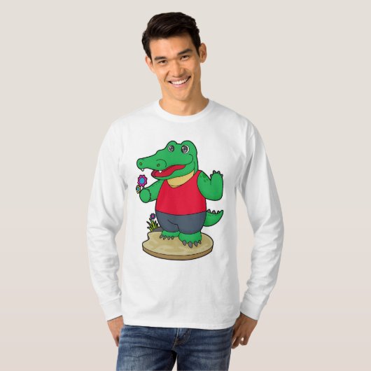 Krokodil met bloemen t-shirt (Voorkant volledig)