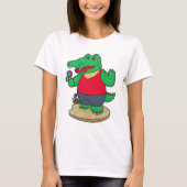 Krokodil met bloemen t-shirt (Voorkant)
