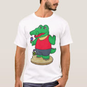 Krokodil met bloemen t-shirt (Voorkant)