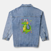 krokodil met bunny Ears Funny Egg Hunting Easter Denim Jacket (Achterkant)