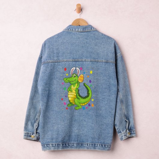 krokodil met bunny Ears Funny Egg Hunting Easter Denim Jacket (Hangar)