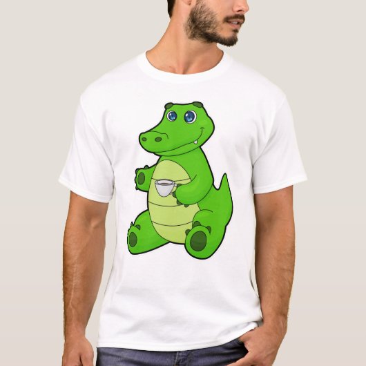 Krokodil met kopje koffie t-shirt (Voorkant)