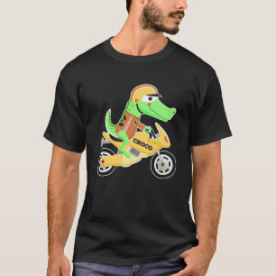 Krokodil met motorfiets motorfiets vuil bi t-shirt