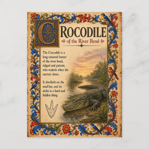 Krokodil, Middeleeuwse Bestiariumkunst Briefkaart