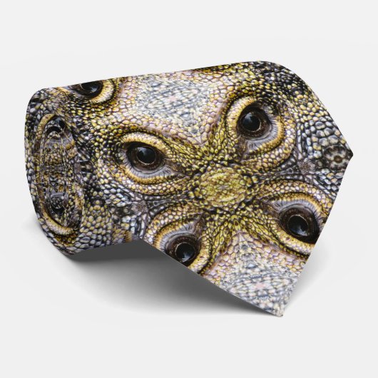 Krokodil Monitor Hagedis Ogen Pic - zwart & geel Stropdas (Opgerold)