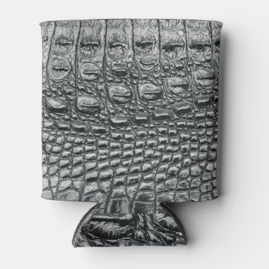 Krokodil Noir: zwart leer mystiek Blikjeskoeler (Voorkant)