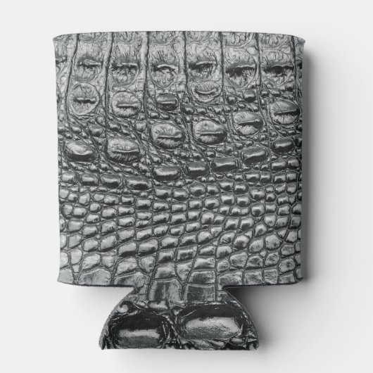 Krokodil Noir: zwart leer mystiek Blikjeskoeler (Achterkant)