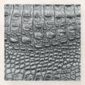 Krokodil Noir: zwart leer mystiek Glazen Onderzetter (Voorkant)