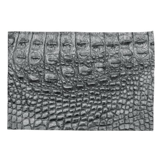 Krokodil Noir: zwart leer mystiek Kussensloop (Achterkant)