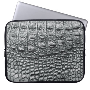 Krokodil Noir: zwart leer mystiek Laptop Sleeve