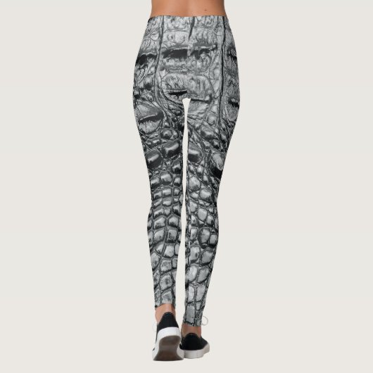 Krokodil Noir: zwart leer mystiek Leggings (Achterkant)