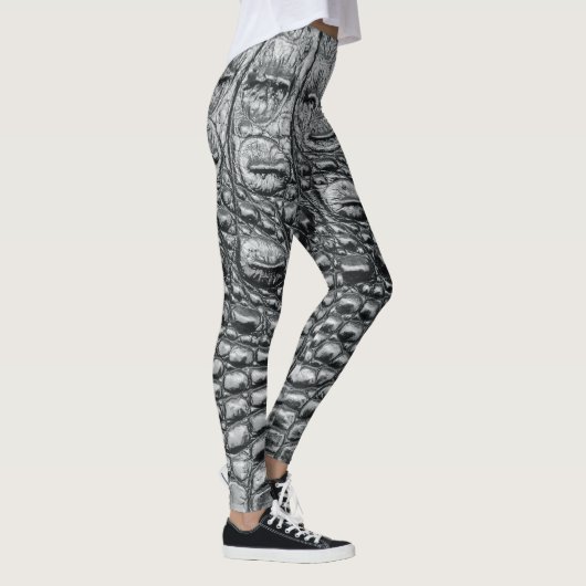 Krokodil Noir: zwart leer mystiek Leggings (Rechts)