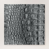 Krokodil Noir: zwart leer mystiek Legpuzzel (Horizontaal)