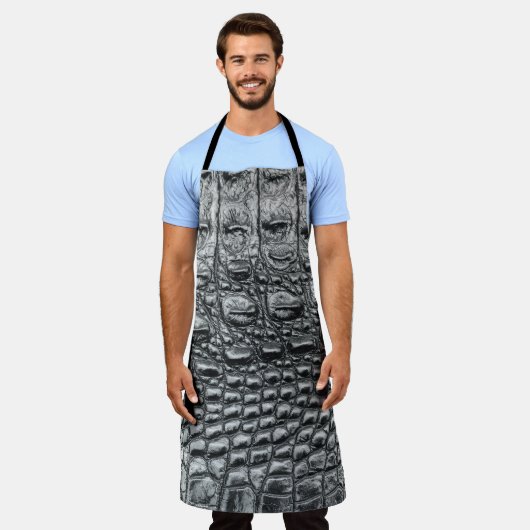 Krokodil Noir: zwart leer mystiek Schort (Gedragen)