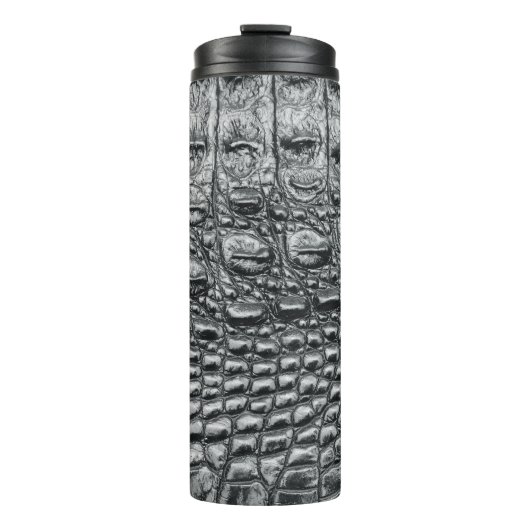 Krokodil Noir: zwart leer mystiek Thermosbeker (Voorkant)