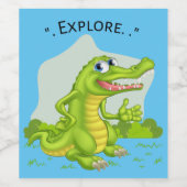 krokodil ontdekkingsreiziger wijn etiket (Enkel label)
