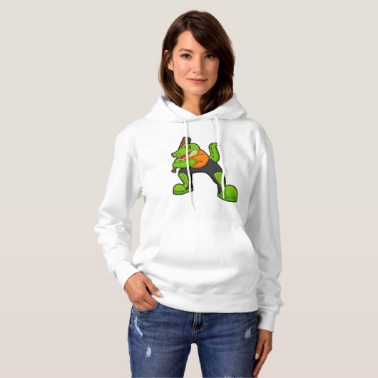 Krokodil op cricket met cricket bat hoodie (Voorkant volledig)