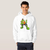 Krokodil op cricket met cricket bat hoodie (Voorkant volledig)