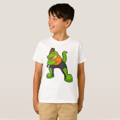 Krokodil op cricket met cricket bat t-shirt (Voorkant volledig)