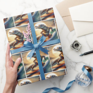 Krokodil op een surfplank cadeaupapier