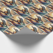 Krokodil op een surfplank cadeaupapier (Hoek)